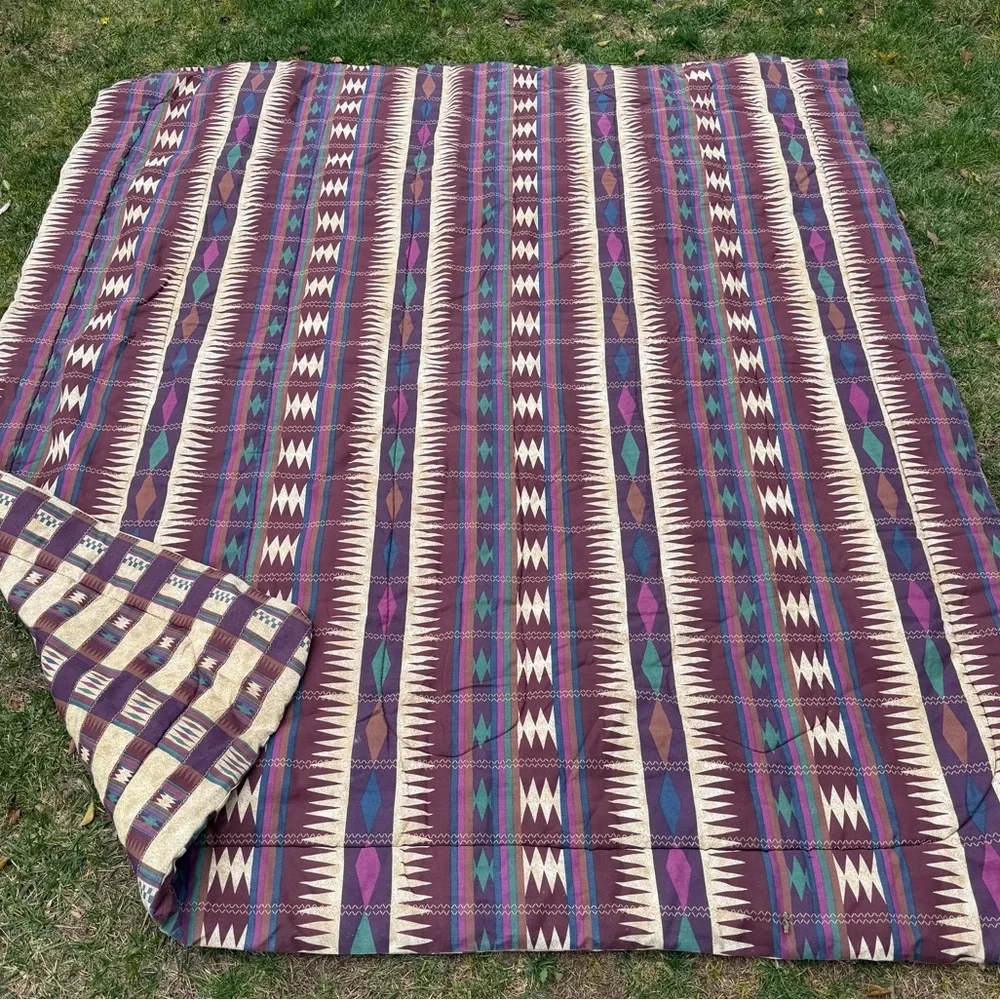 VTG Dan River Southwestern Aztec Reversible 3-Piece Comforter Set Full Size USA